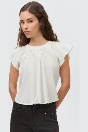 MANGO Blousetop Meisjes Katoen Ronde hals Effen