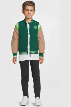 B.Nosy Baseball jacket groen Jas Jongens Polyester Ronde hals Meerkleurig