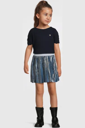 Like Flo Midi jurk donkerblauw Meisjes Viscose Ronde hals Meerkleurig