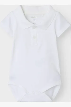 NAME IT BABY romper met polokraag Effen