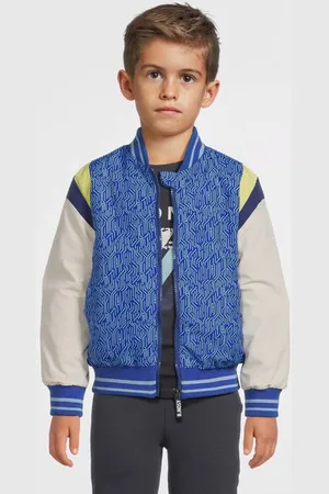 B.Nosy Baseball jacket blauw Jas Jongens Polyester Ronde hals Meerkleurig