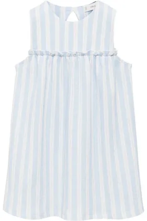 MANGO Korte jurk lichtblauw Meisjes Polyester Ronde hals Streep