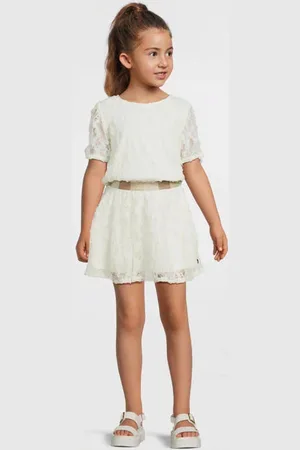 Like Flo Korte jurk wit Meisjes Polyester Ronde hals Effen