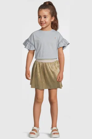Like Flo Midi jurk met glitter lichtblauw Meisjes Viscose Ronde hals Meerkleurig