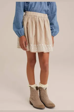 WE Fashion Korte rok beige Meisjes Katoen All over print