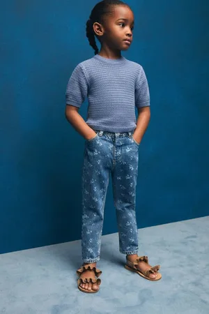 MANGO Medium blue denim Jeans Blauw Meisjes Katoen All over print