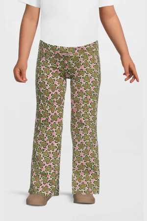 Your Wishes Flared legging roze Broek Meisjes Katoen Bloemen