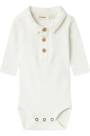 Lil Atelier BABY romper NBMFUNDO Ecru Jongens Katoen Polokraag