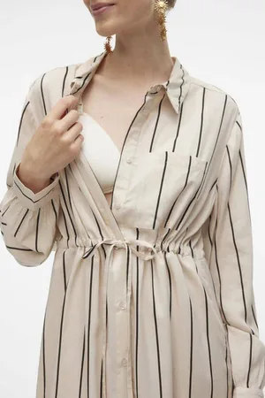 Mama;licious Gestreepte zwangerschapsjurk MLROCIO Dames Viscose Klassieke kraag