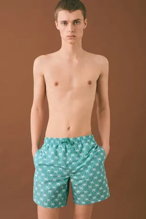 MANGO Zwemshort turquoise Blauw Jongens Polyester All over print