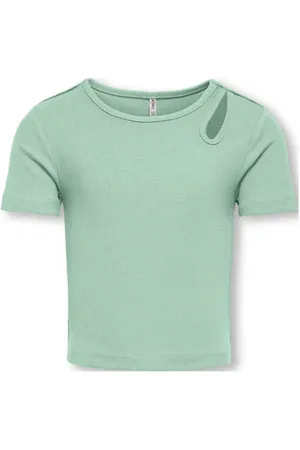 ONLY KIDS GIRL lichtgroen Top Meisjes Stretchkatoen Ronde hals Effen