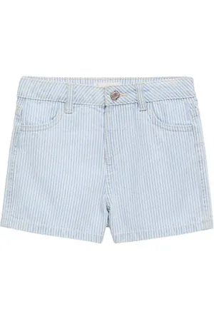 MANGO Denim short light blue denim Blauw Streep