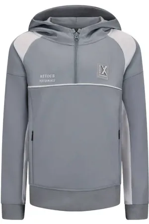 Retour Retour Performance hoodie grijs Sweater Jongens Polyester Capuchon Meerkleurig