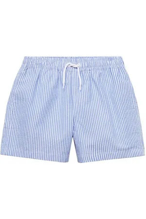 MANGO Zwemshort blauw/wit Jongens Katoen Streep