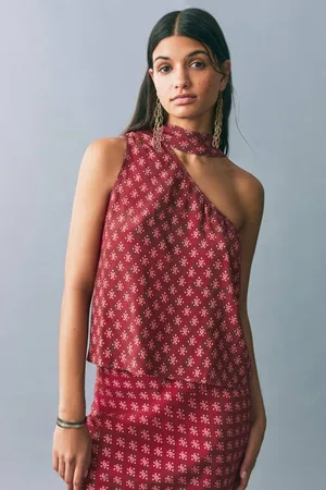 MANGO One shoulder top All over print