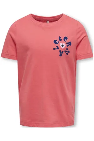 ONLY KIDS GIRL roze Top Meisjes Katoen Ronde hals Printopdruk
