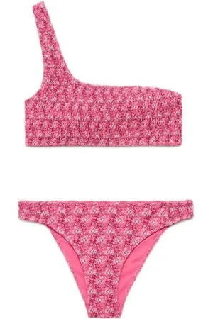 MANGO One shoulder bikni roze/lichtroze Bikini Meisjes Polyester