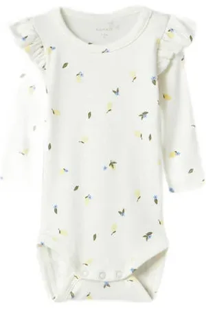 NAME IT BABY romper NBFFILLY met ruches Wit Meisjes Katoen Ronde hals