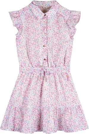 NoNo Midi jurk lila Paars Meisjes Polyester Klassieke kraag Stip