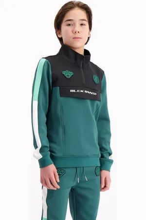 Black Bananas Sweater groen Jongens Polyester Opstaande kraag Effen