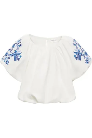 MANGO Blousetop Meisjes Katoen Ronde hals Bloemen