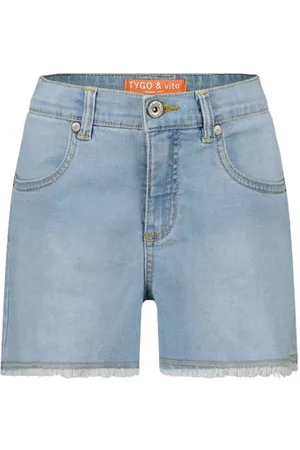 TYGO & vito Denim short light blue denim Korte broek Blauw Effen