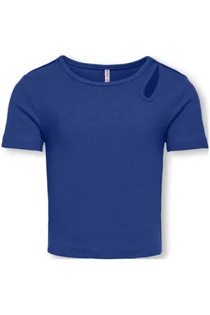 ONLY KIDS GIRL blauw Top Meisjes Stretchkatoen Ronde hals Effen