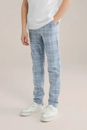 WE Fashion Slim pantalon Broek Jongens Polyester Ruit