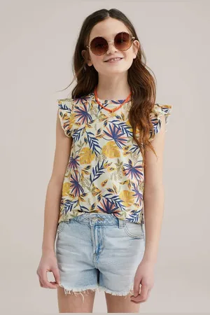 WE Fashion Mouwloze top multi Meisjes Katoen Ronde hals All over print