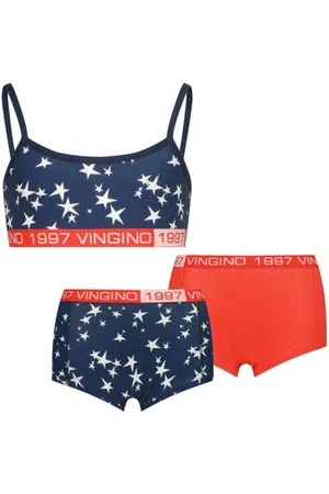 Vingino Bh top + 2 shorts donkerblauw/rood Top + short Meisjes Stretchkatoen Vierkante hals