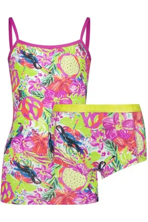 Vingino Singlet + short roze/multicolor Top + short Meisjes Stretchkatoen Vierkante hals