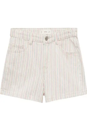 MANGO Denim short beige Streep