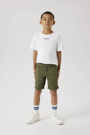 NAME IT KIDS casual short donkergroen Korte broek Jongens Stretchkatoen