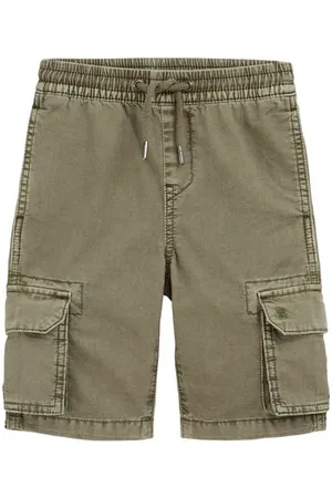 WE Fashion Straight cargo short Korte broek Groen Jongens Katoen Effen