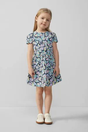 QS by s.Oliver Korte jurk multi Meisjes Stretchkatoen Ronde hals All over print