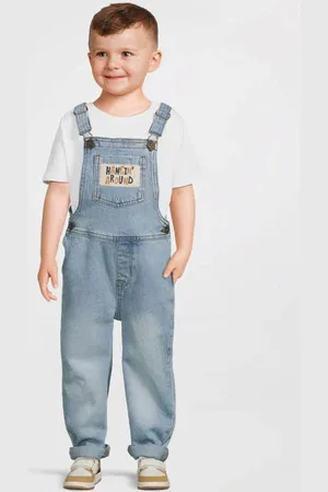 Your Wishes Wide leg tuinbroek blauw Jongens Denim Vierkante hals Effen