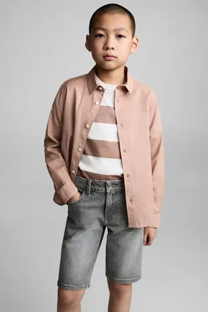 MANGO Denim short grey denim Grijs Effen