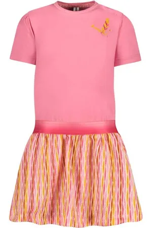 B.Nosy Midi jurk roze Meisjes Stretchkatoen Ronde hals All over print