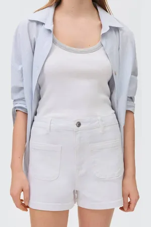 MANGO Denim short wit Meisjes Stretchdenim Effen