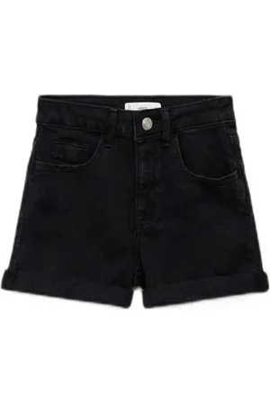 MANGO Denim short black denim Zwart Meisjes Stretchdenim Effen