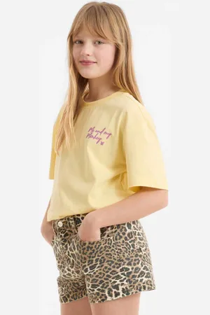 Me & My Monkey Denim short met panterprint Novi Korte broek