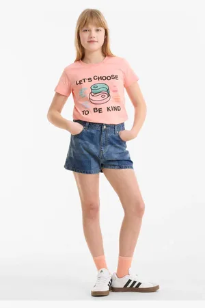 Me & My Monkey Denim patchwork short Jill Korte broek Effen