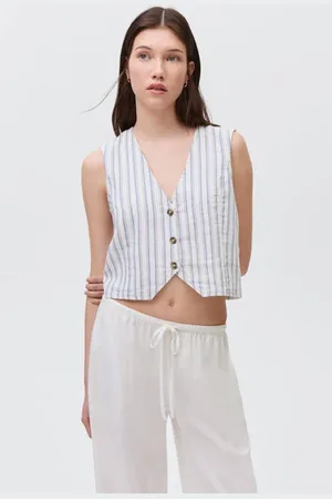 MANGO Gilet wit Meisjes Katoen V