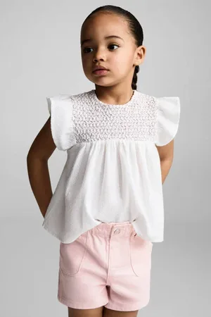 MANGO Denim short Meisjes Katoen Effen
