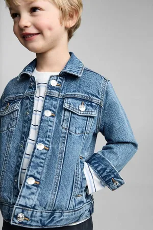 MANGO Denim spijkerjas Blauw Effen