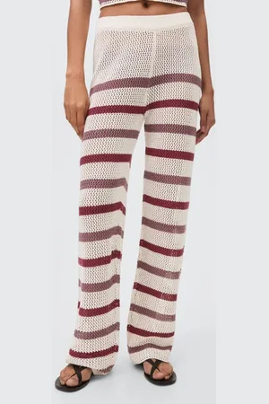 MANGO Casual broek ecru Meisjes Katoen Streep