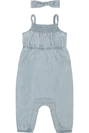 Dirkje Boxpak + haarband light blue denim Blauw Meisjes Katoen Vierkante hals