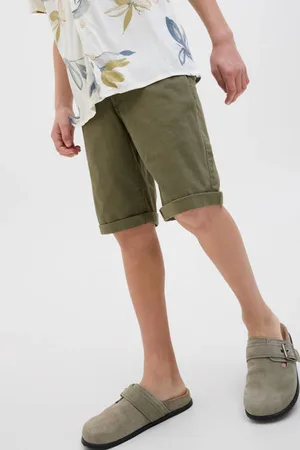 JACK & JONES JUNIOR chino short JPSTDAVID JJCHINO olijfgroen Korte broek Bruin Jongens Stretchkatoen
