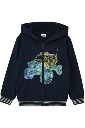 QS by s.Oliver Sweatvest donkerblauw Jongens Katoen Capuchon Printopdruk