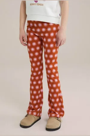WE Fashion Legging roodbruin Broek Meisjes Polyester All over print